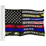 Load image into Gallery viewer, G128 Combo Pack: American USA Flag 3x5 Ft &amp; Thin Line First Responders American Flag 3x5 Ft  Both LiteWeave Pro Series Printed 150D Polyester, Brass Grommets