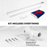 Load image into Gallery viewer, G128 Combo Pack: 5 Ft Tangle Free Spinning Flagpole (Silver) &amp; Christian Flag 2.5x4 Ft Embroidered 220GSM Spun Polyester, Brass Grommets (Flag Included) Aluminum Flag Pole