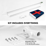 Load image into Gallery viewer, G128 Combo Pack: 5 Ft Tangle Free Aluminum Spinning Flagpole (Silver) &amp; Christian Flag 2x3 Ft, LiteWeave Pro Series Printed 150D Polyester  Pole with Flag Included