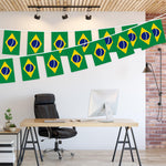 Load image into Gallery viewer, G128 Brazil Brazilian Bunting Banner  Flag 8.2 x 5.5 Inch, Full String 33 Feet  Printed 150D Polyester, Decorations For Bar, School, Festival Events Celebration