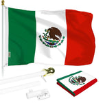 Load image into Gallery viewer, G128  6 Feet Tangle Free Spinning Flagpole (White) Mexico Brass Grommets Printed 3x5 ft (Flag Included) Aluminum Flag Pole