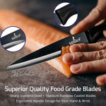 Load image into Gallery viewer, Kitchen Knife Set Professional Titanium Coated Stainless Steel Blades Dishwasher Safe Safety Sheaths 5 Knives