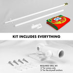 Load image into Gallery viewer, G128 Combo Pack: 6 Ft Tangle Free Aluminum Spinning Flagpole (White) &amp; Portugal Portuguese Flag 3x5 Ft, Double ToughWeave Series Double Sided Embroidered 210D Polyester  Pole with Flag Included