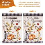 Load image into Gallery viewer, G128 Combo Pack: Garden Flag Stand Black 36 in x 16 in &amp; Garden Flag Fall Decoration Autumn Blessings Pumpkins and Flower Vases 12x18 DoubleSided Blockout Fabric