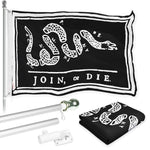 Load image into Gallery viewer, G128 Combo Pack: Flag Pole 6 FT Silver Tangle Free &amp; Join or Die Black Flag 3x5ft 150D Printed Polyester