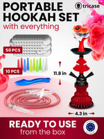 Load image into Gallery viewer, Black Red Hookah set with everything   Hookah Set 2 Hose Hookah – LilOne