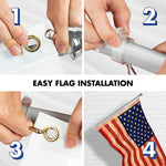 Load image into Gallery viewer, G128 Combo Pack: 6 Ft Tangle Free Aluminum Spinning Flagpole (Silver) &amp; American USA TeaStained Flag 3x5 Ft, LiteWeave Pro Series Printed 300D Polyester  Pole with Flag Included