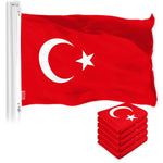 Load image into Gallery viewer, G128 5 Pack: Turkey Turkish Flag  3x5 Ft  LiteWeave Pro Series Printed 150D Polyester  Country Flag, Indoor/Outdoor, Vibrant Colors, Brass Grommets, Thicker and More Durable Than 100D 75D Polyester