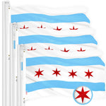 Load image into Gallery viewer, G128 Chicago Flag 3x5 Ft 3Pack Embroidered 300D Embroidered Stars, Sewn Stripes, Brass Grommets, Indoor/Outdoor, Vibrant Colors, Quality Polyester