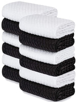 Load image into Gallery viewer, 12 Pack Cotton Kitchen Towels Waffle Weave for Embroidery 15x26 In Black White