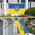 Load image into Gallery viewer, G128 Combo: 6 Ft Tangle Free Aluminum Spinning Flagpole (Black) &amp; Ukraine Ukrainian Coat of Arms Flag 3x5 Ft, LiteWeave Pro Printed 150D Polyester, 4 Corner Brass Grommets  Pole with Flag Included