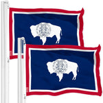 Load image into Gallery viewer, G128 2 Pack: Wyoming WI State Flag  3x5 Ft  Printed 150D Polyester  Indoor/Outdoor, Vibrant Colors, Brass Grommets, Quality Polyester, Much Thicker More Durable Than 100D 75D Polyester