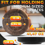 Load image into Gallery viewer, Plastic Chargers for Dinner Plates Set of 4 Large 13 inch Round Design Colorfast and Elegant Suitable for Dinner Settings Events Weddings and Gatherings Faux Wood Charger Plates