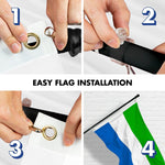 Load image into Gallery viewer, G128 Combo Pack: 6 Ft Tangle Free Aluminum Spinning Flagpole (Black) &amp; Sierra Leone Sierra Leonean Flag  3x5 Ft LiteWeave Pro Series Printed 150D Polyester  Pole with Flag Included