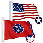 Load image into Gallery viewer, G128 Combo Pack: American USA Flag 6x10 Ft &amp; Tennessee Flag 6x10 Ft, Both Embroidered SPUN Polyester, Indoor/Outdoor, Brass Grommets