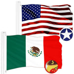 Load image into Gallery viewer, G128 Combo Pack: American USA Flag 4x6 Ft &amp; Mexico Mexican Flag 4x6 Ft  Both ToughWeave Series Embroidered 300D Polyester, Embroidered Design, Indoor/Outdoor, Brass Grommets