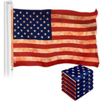 Load image into Gallery viewer, G128 5 Pack: American USA TeaStained Flag  3x5 Ft  LiteWeave Pro Series Printed 300D Polyester  Vibrant Colors, Brass Grommets, Thicker and More Durable Than 100D 75D Polyester