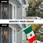 Load image into Gallery viewer, G128 Combo Pack: 6 Ft Tangle Free Aluminum Spinning Flagpole (White) &amp; Mexico Mexican Flag 3x5 Ft, ToughWeave Series Embroidered 300D Polyester  Pole with Flag Included