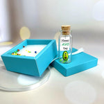 Load image into Gallery viewer, Tiny Magical Message in a Bottle Gift Idea Classy Inspirational Gifts for Him and Her Unique Presents for Women and Men (Green Avocado Happy Avo Day in Teal Gift Box)