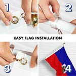 Load image into Gallery viewer, G128 Combo Pack: 5 Ft Tangle Free Spinning Flagpole (White) &amp; Haiti Flag 2.5x4 Ft Embroidered 220GSM Spun Polyester, Brass Grommets (Flag Included) Aluminum Flag Pole