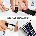 Load image into Gallery viewer, G128 Combo Pack: 6 Ft Tangle Free Aluminum Spinning Flagpole (Black) &amp; Thin Blue Line Flag 3x5 Ft, LiteWeave Pro Series Printed 150D Polyester, 4 Corner Brass Grommets  Pole with Flag Included