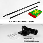 Load image into Gallery viewer, G128 Combo Pack: 6 Ft Tangle Free Aluminum Spinning Flagpole (Black) &amp; Hawaii Kanaka Maoli Flag 3x5 Ft, LiteWeave Pro Series Printed 150D Polyester  Pole with Flag Included