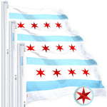 Load image into Gallery viewer, G128 Chicago Flag 4x6 Ft 3Pack Heavy Duty Spun Polyester 220GSM Embroidered Tough, Durable, Indoor/Outdoor, Vibrant Colors, Brass Grommet