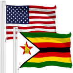 Load image into Gallery viewer, G128 Combo Pack: American USA Flag 3x5 Ft &amp; Zimbabwe Zimbabwean Flag 3x5 Ft  Both LiteWeave Pro Series Printed 150D Polyester, Brass Grommets