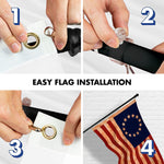 Load image into Gallery viewer, G128 Combo Pack: 6 Ft Tangle Free Aluminum Spinning Flagpole (Black) &amp; Betsy Ross TeaStained Flag 3x5 Ft, LiteWeave Pro Series Printed 300D Polyester  Pole with Flag Included