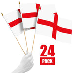 Load image into Gallery viewer, G128 24 Pack Handheld England English Stick Flags  12x18 In  Printed 150D Polyester, Country Flag, Solid Wooden Stick, Spear Gold Tip