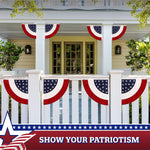 Load image into Gallery viewer, USA Pleated Fan Flag Star 1.5x1.5FT Center Quarter Circle Embroidered Polyester
