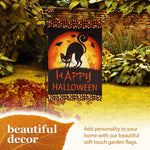 Load image into Gallery viewer, G128 Combo Pack: Garden Flag Stand Black 36 in x 16 in &amp; Garden Flag Halloween Decoration Black Cat and Ghosts 12x18 DoubleSided Blockout Fabric