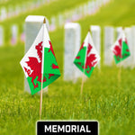Load image into Gallery viewer, G128 30 Pack Handheld Wales Welsh Stick Flags  12x18 In  Printed 150D Polyester, Country Flag, Solid Wooden Stick, Spear Gold Tip
