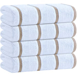 Load image into Gallery viewer, Cotton Pool Towels Oversized 30 x 60 Inches 4 Pack Ultra Absorbent and Low Lint Striped Beach Towels for Adults Stripes Design Luxury Extra Large Bath Towels Beige