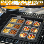 Load image into Gallery viewer, Silicone Egg Rings for Frying Eggs 16.5 x8.9 inch 6 Ring Removable Silicone Egg Molds for Griddle 12 Shapes 6 Round &amp; 6 Square Non Stick &amp; Heat Resistant Ergonomic Handles for Easy Cooking