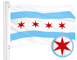 Load image into Gallery viewer, G128 Combo Pack: USA American Flag &amp; Chicago Flag 3x5 Ft Embroidered 300D Polyester, Indoor/Outdoor, Brass Grommets