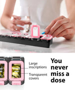 Load image into Gallery viewer, Weekly Pill Organizer 1 time a Day Pill Box 7 Day with Enhanced Waterproof Seal Pink Large compartments Hold Big Vitamins &amp; Supplements Upgraded Locking lids for Home &amp; Travel use Durable Hard case