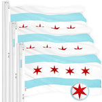 Load image into Gallery viewer, G128 Chicago Flag 4x6 Ft 3Pack Embroidered 300D Embroidered Stars, Sewn Stripes, Brass Grommets, Indoor/Outdoor, Vibrant Colors, Quality Polyester