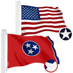 Load image into Gallery viewer, G128 Combo Pack: American USA Flag 3x5 Ft &amp; Tennessee Flag 3x5 Ft, Both Embroidered SPUN Polyester, Indoor/Outdoor, Brass Grommets