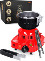 Load image into Gallery viewer, Red Multipurpose Electric Charcoal Starter Electric Charcoal Burner ETL Approved Electric Stove Coconut Charcoal Lighters with Tongs 450W Hot Plate Electric 304 Stainless Steel Coiled Burner