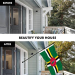 Load image into Gallery viewer, G128 Combo Pack: 6 Ft Tangle Free Aluminum Spinning Flagpole (Black) &amp; Dominica Dominican Flag 3x5 Ft, LiteWeave Pro Series Printed 150D Polyester  Pole with Flag Included