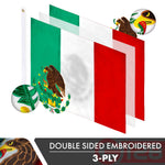 Load image into Gallery viewer, G128 5 Pack: Mexico Mexican Flag  6x10 Ft  Double ToughWeave Series Double Sided Embroidered 210D Polyester  Country Flag, Embroidered Design, Indoor/Outdoor, Brass Grommets, Heavy Duty, 3ply