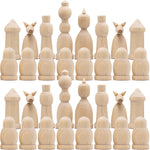 Load image into Gallery viewer, Unfinished Wood Chess Pieces Only Set of 32 pcs Paint Your Own Chess Set DIY Kit