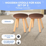 Load image into Gallery viewer, Wooden Step Stool for Kids and Toddlers – Set of 2 – Walnut – Extendable Legs Kids Chair – Sensory Table Seat – Children's Round Sitting Furniture with Leveling Feet and Anti Slip Pads