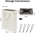 Load image into Gallery viewer, Small Laundry Hamper 45L – Slim Collapsible Hamper With Handles for Small Spaces (22 inchesBeige) –