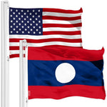 Load image into Gallery viewer, G128 Combo Pack: American USA Flag 3x5 Ft &amp; Laos Flag 3x5 Ft, Both Printed 150D Polyester, Indoor/Outdoor, Brass Grommets