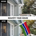 Load image into Gallery viewer, G128 Combo Pack: 6 Ft Tangle Free Aluminum Spinning Flagpole (White) &amp; Gambia Gambian Flag  3x5 Ft LiteWeave Pro Series Printed 150D Polyester  Pole with Flag Included