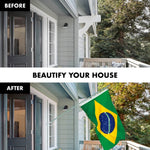 Load image into Gallery viewer, G128 Combo Pack: 6 Feet Tangle Free Spinning Flagpole (Silver) Brazil Brazilian Flag 3x5 ft Printed 150D Brass Grommets (Flag Included) Aluminum Flag Pole