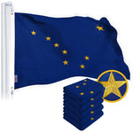Load image into Gallery viewer, G128 5 Pack: Alaska AK State Flag  4x6 Ft  StormFlyer Series Embroidered 220GSM Spun Polyester  Embroidered Design, Indoor/Outdoor, Brass Grommets, Heavy Duty, All Weather
