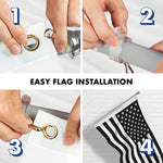 Load image into Gallery viewer, G128 Combo Pack: Flag Pole 6 FT Silver Tangle Free &amp; USA America Black and White Flag 3x5 FT Brass Grommets Printed Polyester (Flag Included) Aluminum Flag Pole